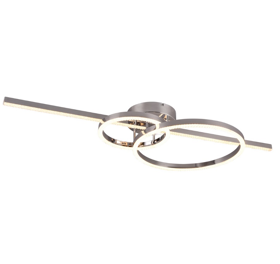 Srebrna lampa sufitowa LED Montilla sterowana pilotem