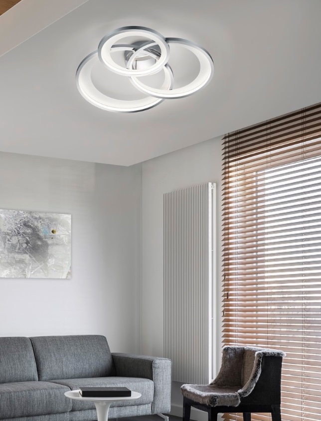 Nowoczesny srebrny żyrandol Granada 3 LED 36W w kształcie pierścienia