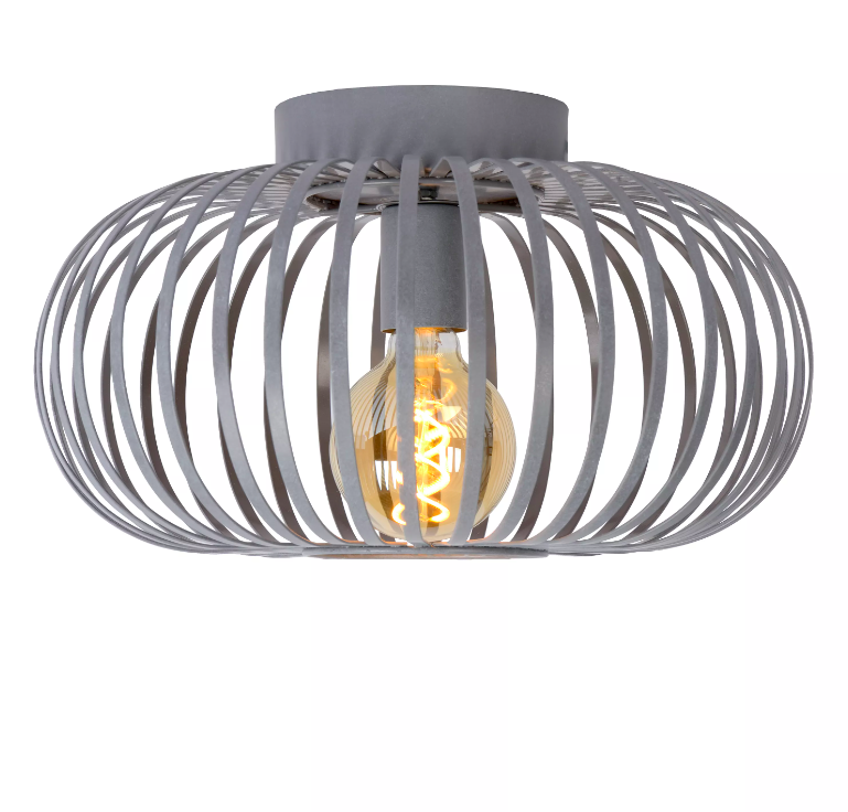 Ażurowy plafon Manuela 40 w szarym kolorze – metalowa lampa do sypialni
