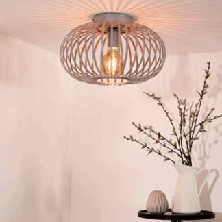 Ażurowy plafon Manuela 40 w szarym kolorze – metalowa lampa do sypialni