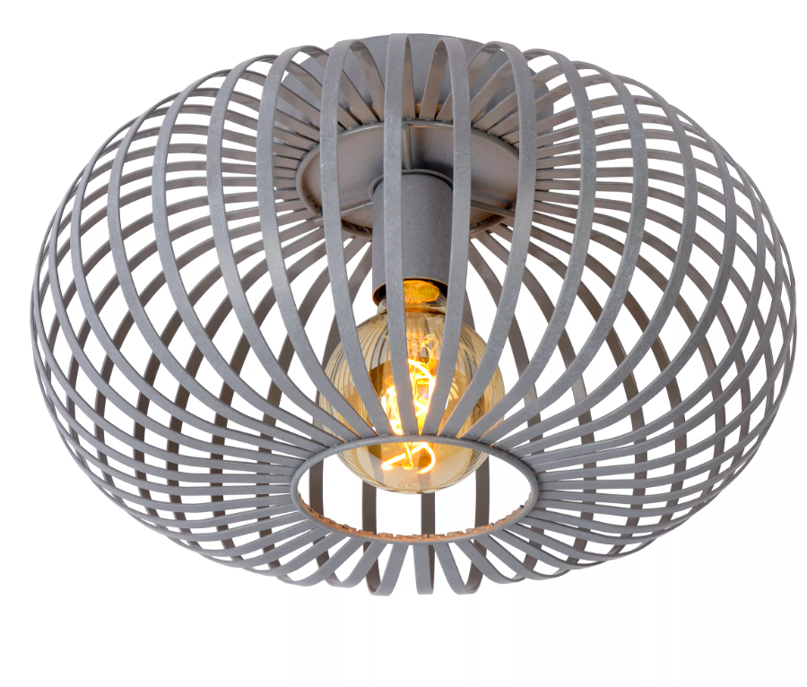 Ażurowy plafon Manuela 40 w szarym kolorze – metalowa lampa do sypialni