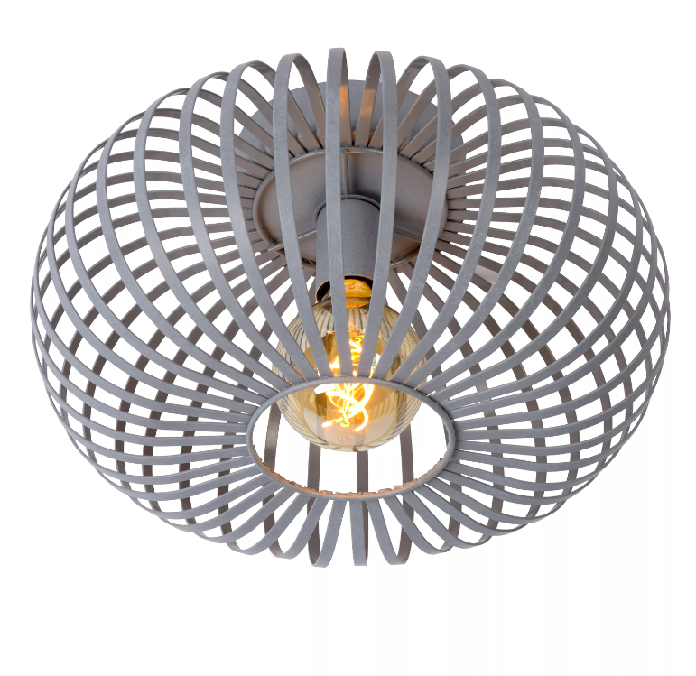 Ażurowy plafon Manuela 40 w szarym kolorze – metalowa lampa do sypialni