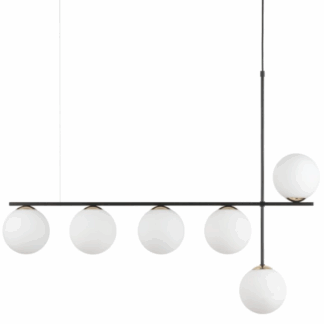 Elegancka, szeroka lampa wisząca Balona 6 z dekoracyjnymi szklanymi kulami nad stół