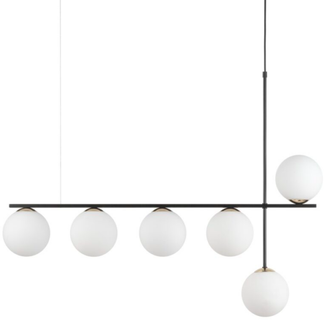 Elegancka, szeroka lampa wisząca Balona 6 z dekoracyjnymi szklanymi kulami nad stół