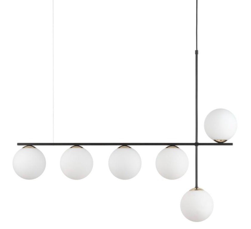 Elegancka, szeroka lampa wisząca Balona 6 z dekoracyjnymi szklanymi kulami nad stół