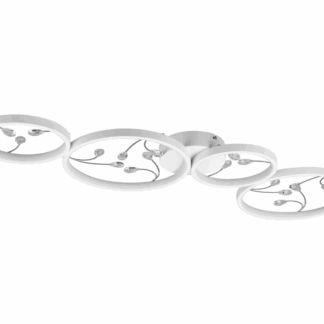 Biały, szeroki żyrandol sufitowy Groovy 4 z kryształkami o mocy 37W