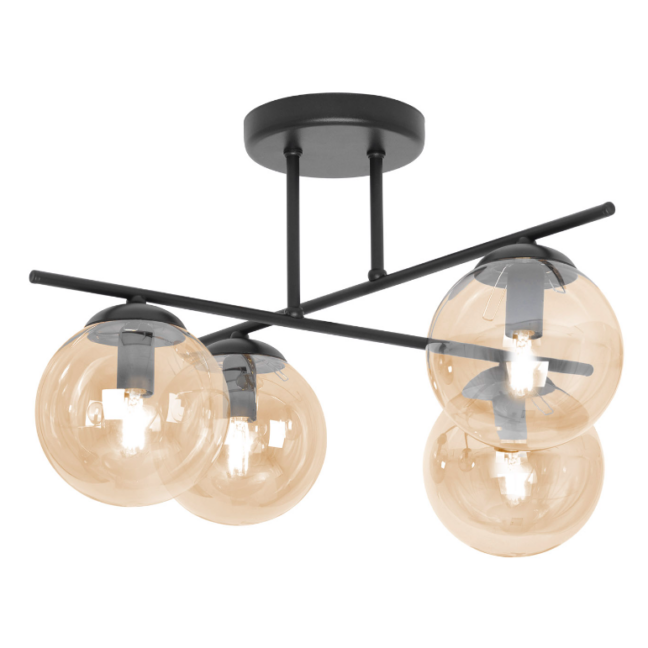 Szklana lampa sufitowa Delta z bursztynowymi kloszami do kuchni