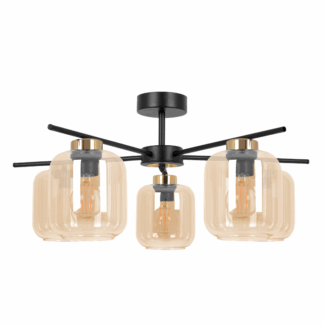 Szklany żyrandol Iga z cylindrycznymi kloszami w odcieniu beżowym