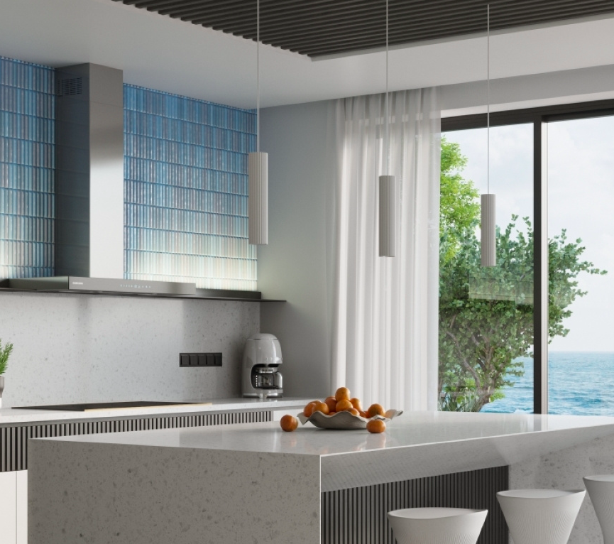 Biała wisząca lampa tuba Karbon do zawieszenia nad stołem