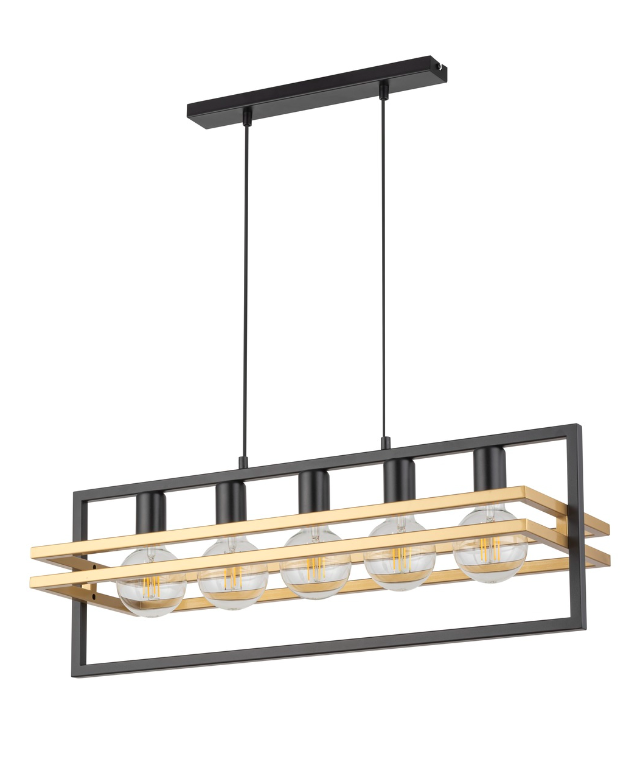 Nowoczesna wisząca lampa HexaBlock 5 w złoto-czarnym kolorze