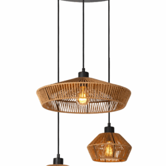 Lampa sufitowa Yunkai 3 wisząca z plecionego papierowego sznura