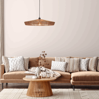 Lampa sufitowa Yunkai 70 z plecionego papierowego sznurka w kolorze brązowym