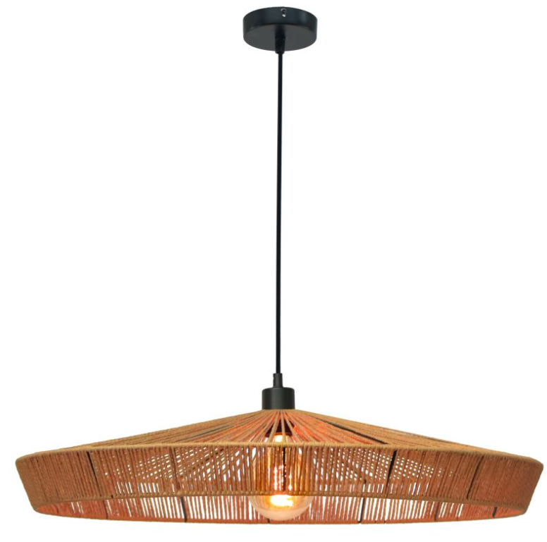 Lampa sufitowa Yunkai 70 z plecionego papierowego sznurka w kolorze brązowym