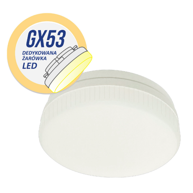 Energooszczędna żarówka GX53 o mocy 5W i neutralnej barwie światła 4000K, idealna do lamp Light Prestige
