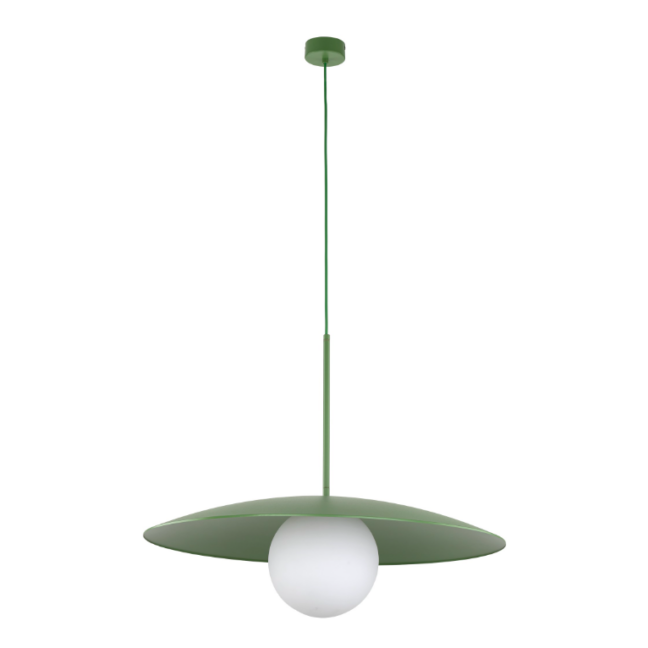 Nowoczesna wisząca lampa Sabia w zielonym kolorze o średnicy 65 cm