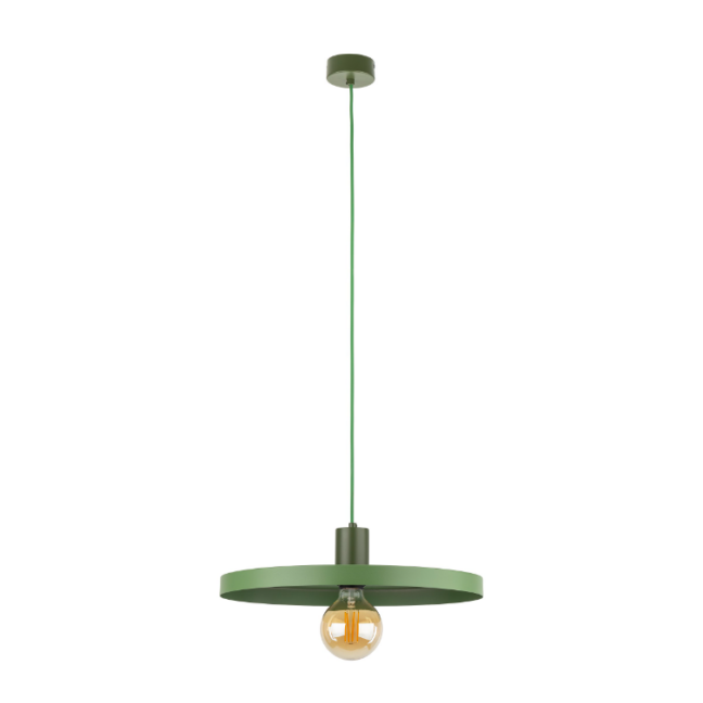 Zielona wisząca lampa Sila 40 z płaskim kloszem