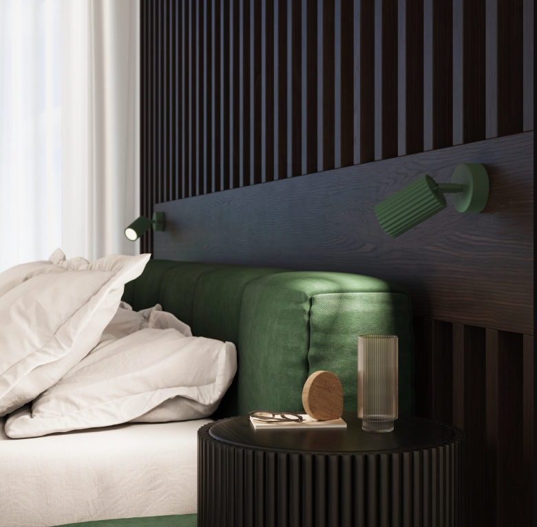 Zielona tuba Karbon – kinkiet z ruchomym kloszem