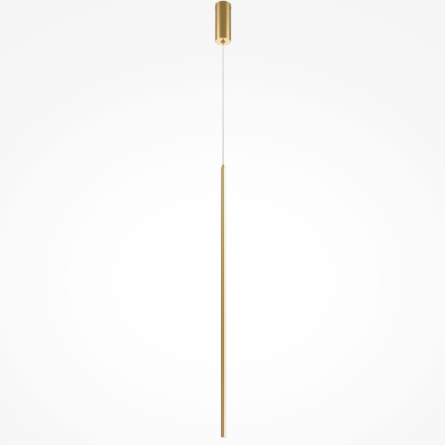Złota, smukła lampa wisząca Halo LED o długości 100 cm z efektem odbitego światła
