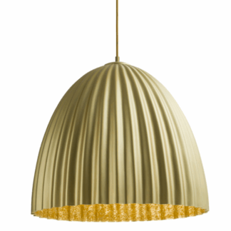 Duża złota lampa wisząca Faselia o falistej kopule