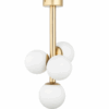 Elegancka złota lampa sufitowa Brassia 4 z kulistymi kloszami