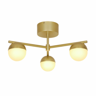 Złota sufitowa lampa Contina z trzema szklanymi kulami