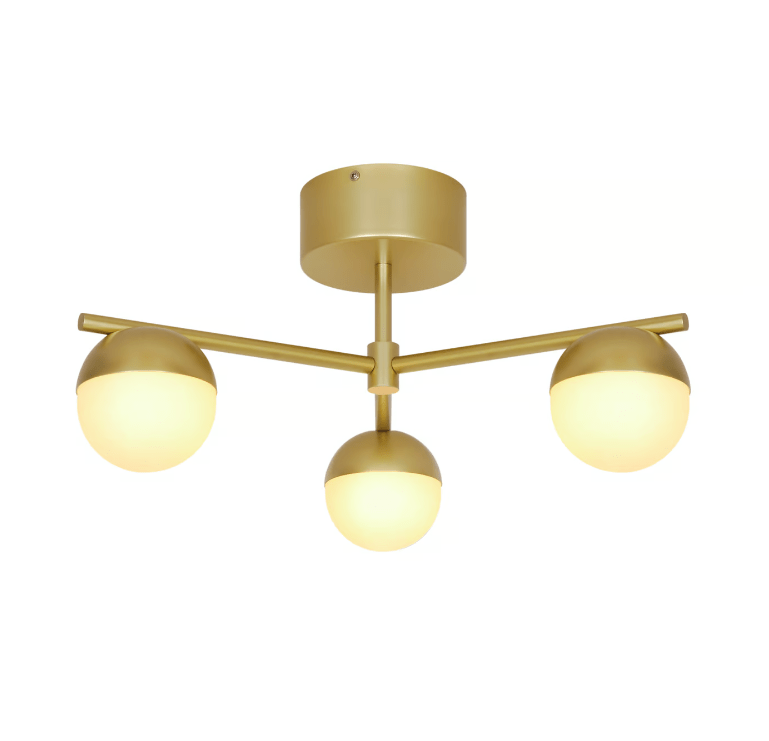 Złota sufitowa lampa Contina z trzema szklanymi kulami