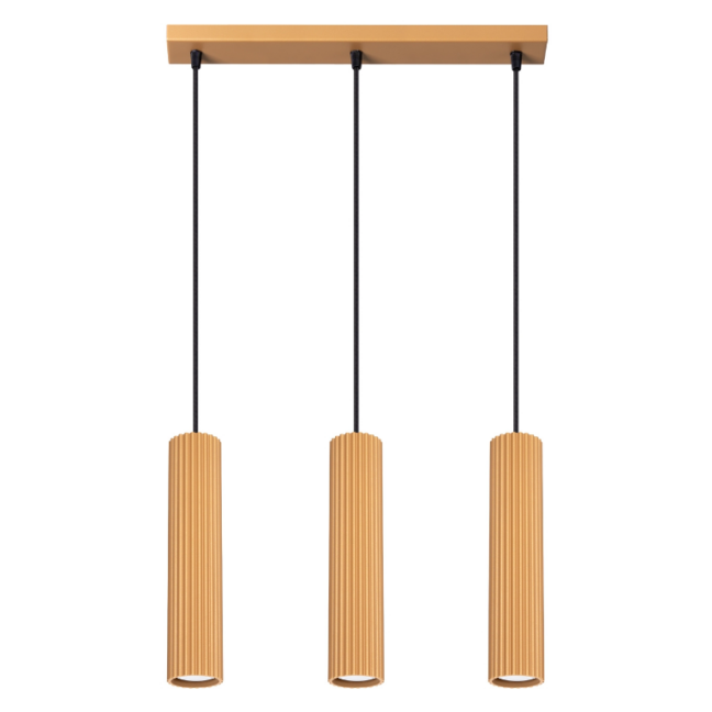 Złota wisząca lampa Karbon 3 z tubowymi zwisami