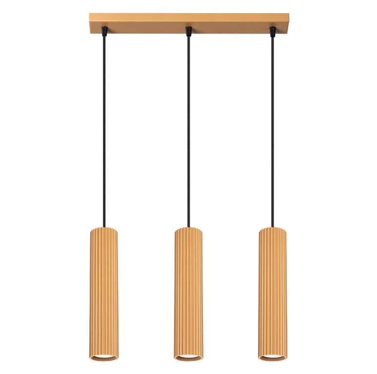 Złota wisząca lampa Karbon 3 z tubowymi zwisami