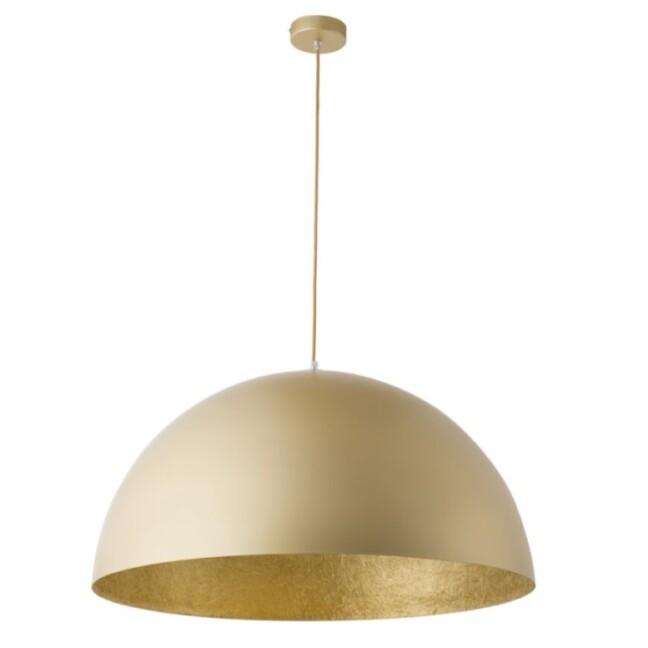 Złota wisząca lampa Sferoma 50 do eleganckiego salonu