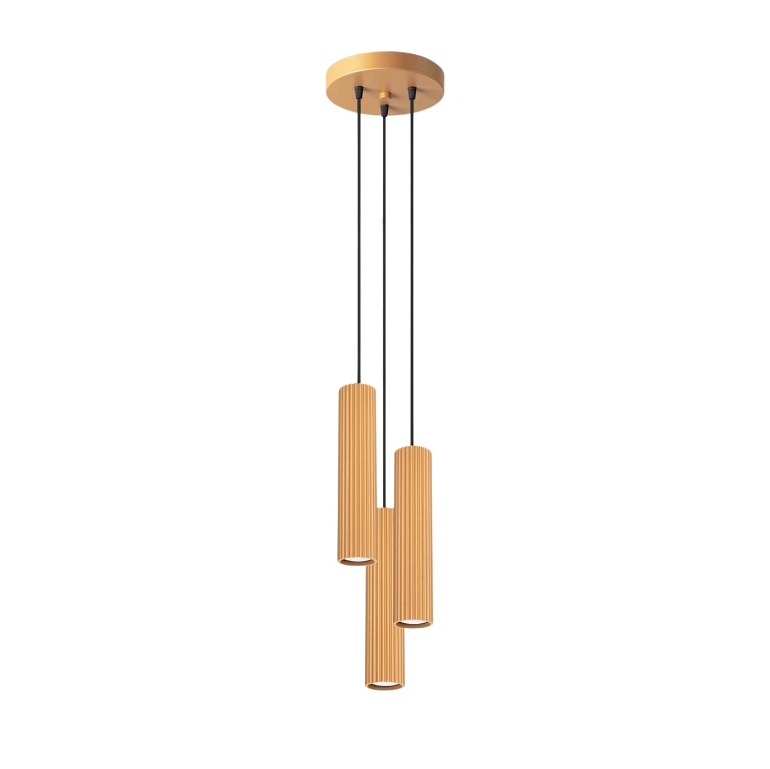 Złota wisząca lampa sufitowa Karbon 3 w kształcie tub
