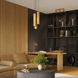 Złota wisząca lampa sufitowa Karbon 3 w kształcie tub