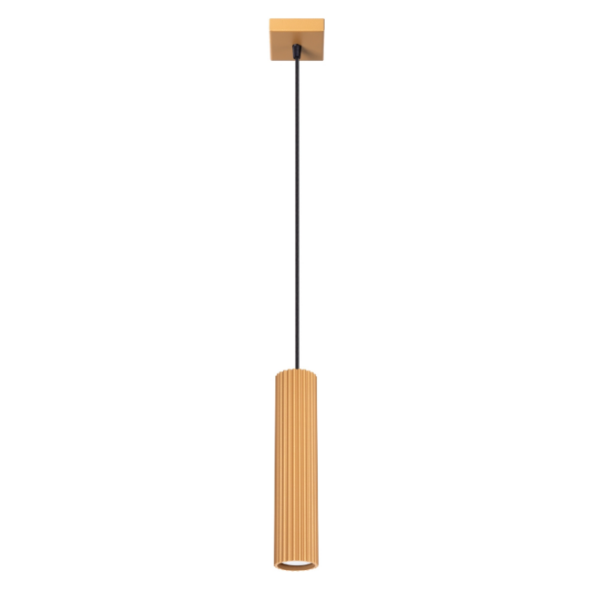 Żłobiona złota lampa wisząca w kształcie tuby Karbon
