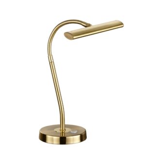 Złota lampka biurkowa Curtis LED z elastycznym ramieniem do gabinetu