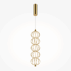 Nowoczesna wisząca lampa LED Golden Cage w złotym kolorze z drucianymi kulami