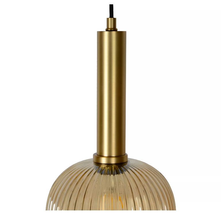 Maloto 20 – wisząca lampa w kolorze złoto-bursztynowym z ryflowanym wykończeniem