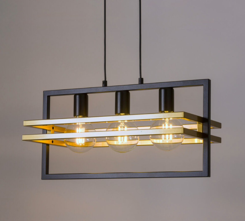 Złoto-czarna, wisząca lampa nad stół HexaBlock 3