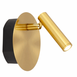 Złota lampa ścienna Jolijn LED z portem USB i wbudowanym wyłącznikiem