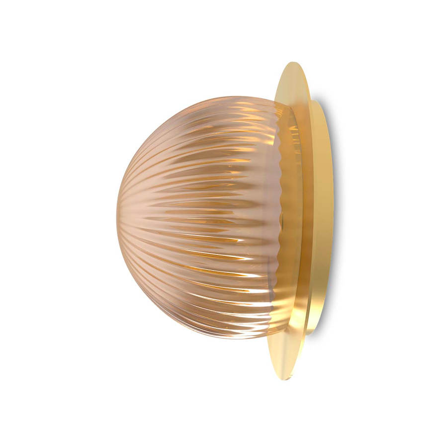 Złoty kinkiet Roi z ozdobnym szkłem i eleganckim złotym pierścieniem