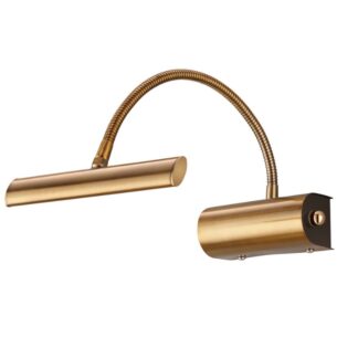 Złoty kinkiet Curtis z elastycznym ramieniem umieszczony nad obrazem