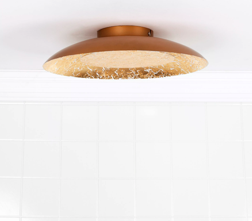 Dekoracyjny plafon Foskal LED 35 w złotym wykończeniu z efektem światła odbitego