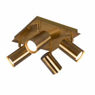 Kwadratowy złoty plafon Marley 4 z regulowanymi kloszami