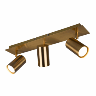 Złoty sufitowy reflektor na listwie Marley z trzema regulowanymi spotami