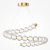 Złoty żyrandol w stylu art deco Amulet LED z formowanymi szklanymi kulami