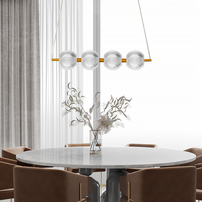 Złoty żyrandol w stylu art deco Brillant 4 z regulacją barwy światła LED