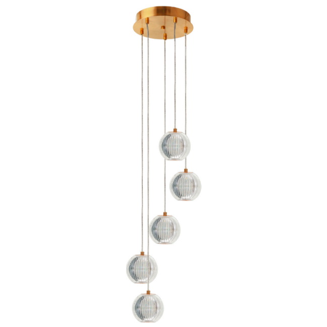 Złoty, elegancki żyrandol w stylu glamour Brillant 5 Light Prestige