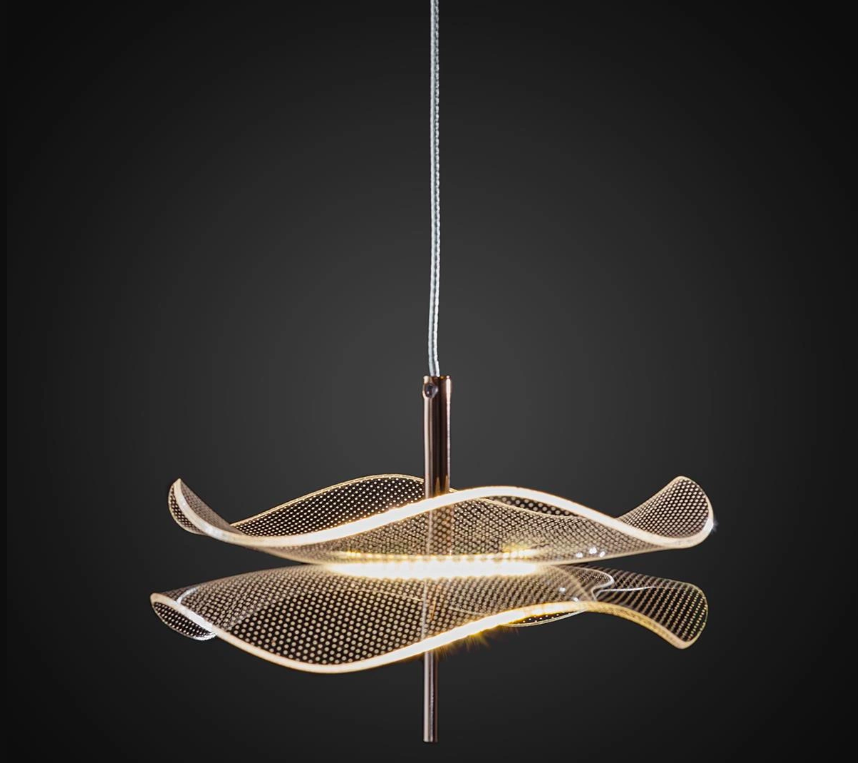 Nowoczesny złoty żyrandol Mariposa LED z akrylowymi kloszami