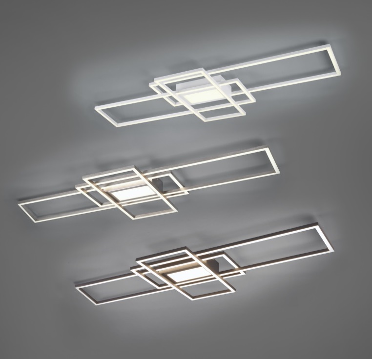 Srebrna lampa sufitowa Irvine z pilotem i możliwością regulacji barwy światła LED