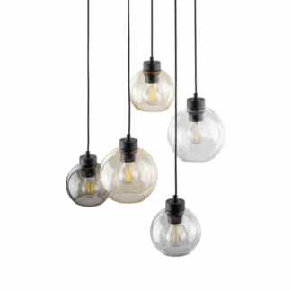 Nowoczesny żyrandol Cubus 6 z kolorowymi szklanymi kulami