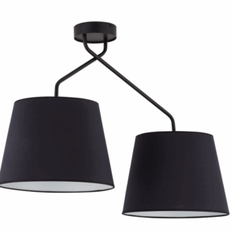 Żyrandol sufitowy CrossBee z dwoma czarnymi abażurami