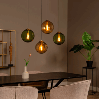 Lampa sufitowa Monsaraz z zielonymi i bursztynowymi kloszami do salonu